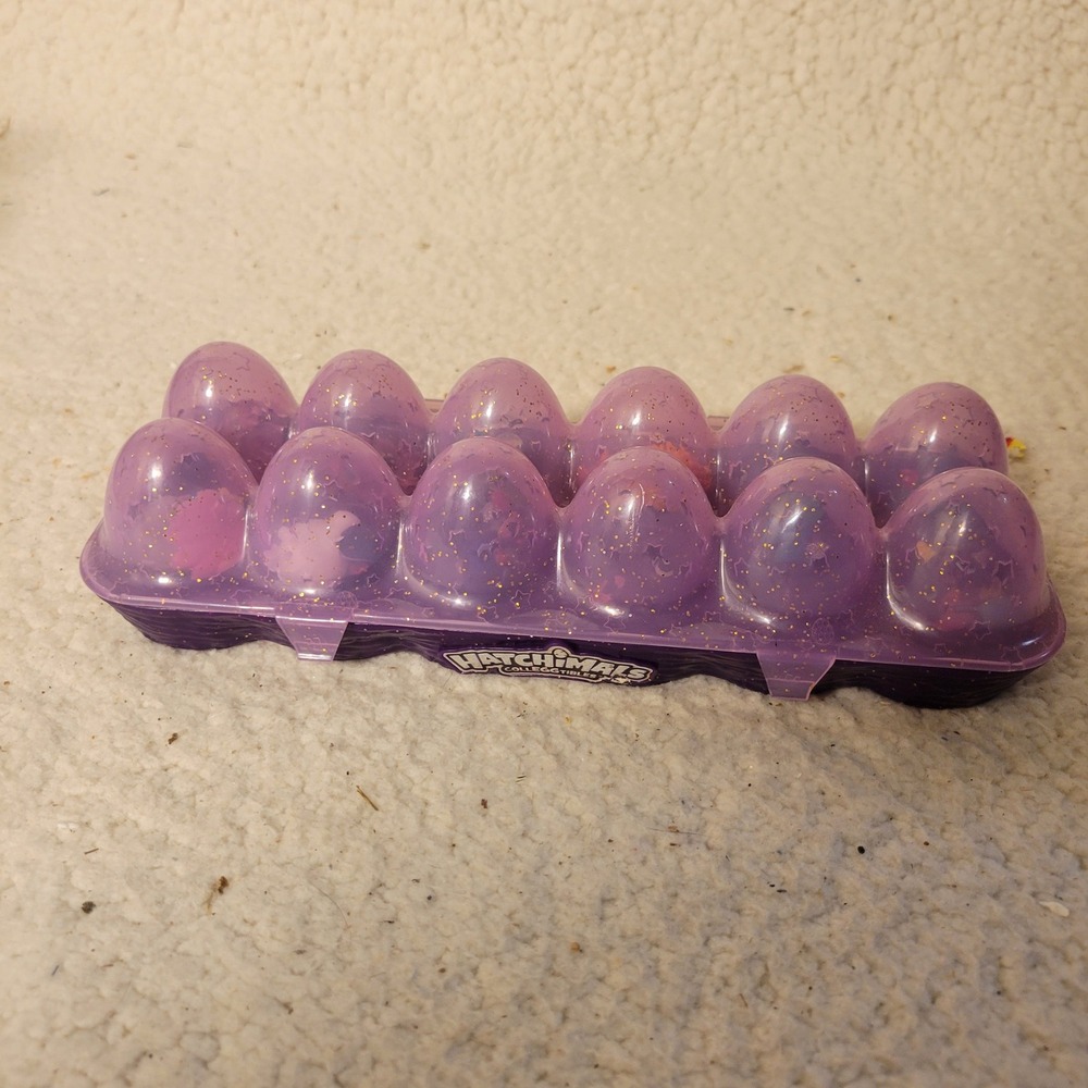 Hatchimals CollEGGtibles 12 Pack Egg Carton Purple Glitter Mini Figures Set